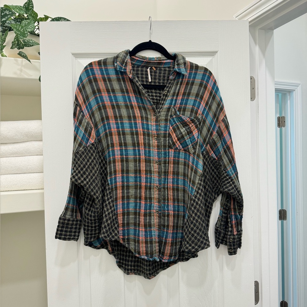 Free People One Of The Guys Plaid Shirt Size XS - Picture 8 of 8